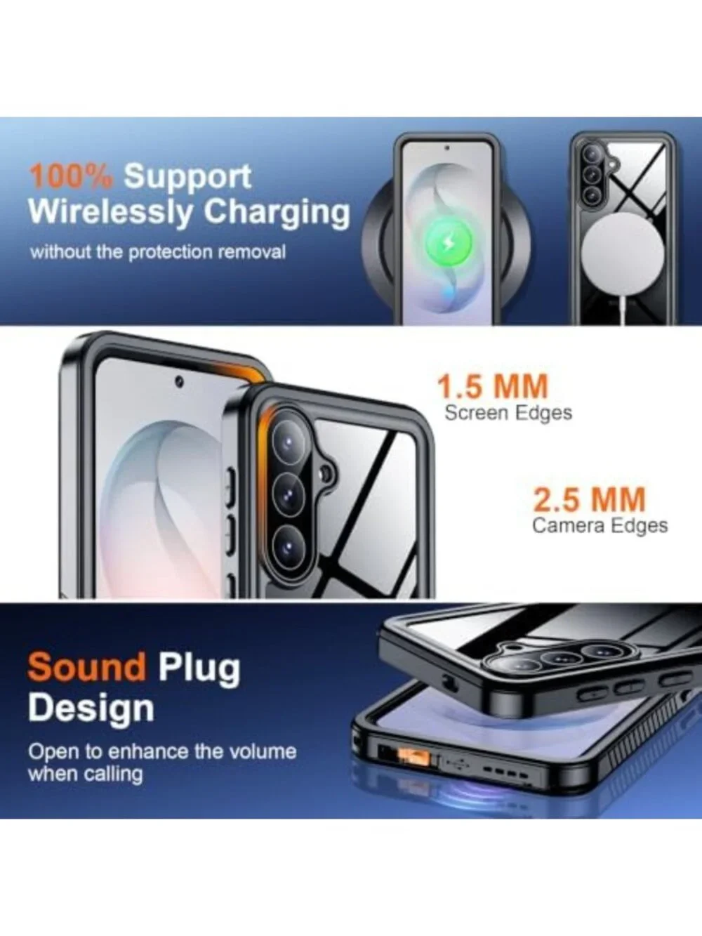 Waterproof Case for Samsung Galaxy S26 Plus - Black/Clear, Shockproof & Durable